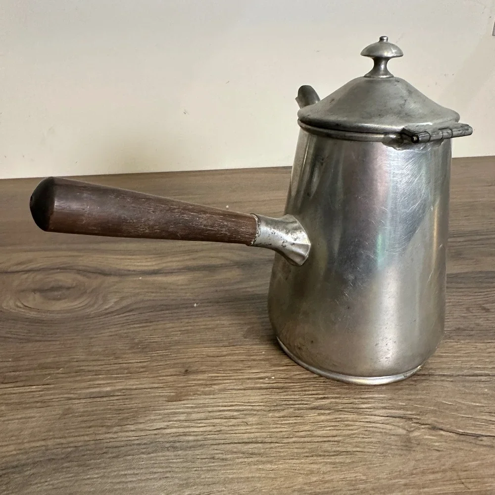 Pewter by Rice Chocolate Pot Wood Handle Bernard Rice Farmhouse Colonial 347 USA